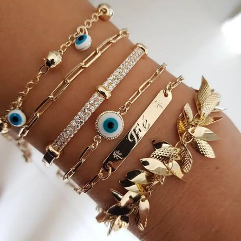 HuaTang Trendy Turkish Evil Eye Crystal Bracelet Set Multilayer Gold Color Crystal Open Bangle for Women Girl Jewelry Gift 9178
HuaTang Trendy Turkish Evil Eye Crystal Bracelet Set Multilayer Gold Color Crystal Open Bangle for Women Girl Jewelry Gift 9178