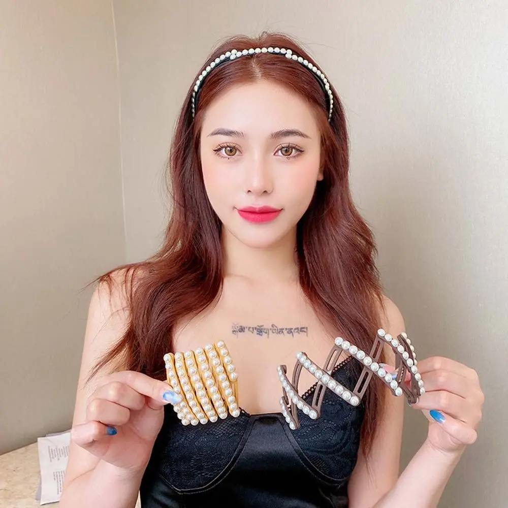 Elegant Pearl Hair Bands Foldable Retractable Headband Portable Pocket Headband Woman Headdress Hair Accessories
Elegant Pearl Hair Bands Foldable Retractable Headband Portable Pocket Headband Woman Headdress Hair Accessories