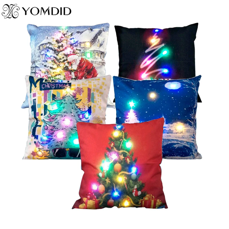 LED Christmas Light Cushion Cover Cotton Linen Pillows Case Sofa Car decorative Pillowcase Xmas tree Cushion Covers Home Decor
LED Christmas Light Cushion Cover Cotton Linen Pillows Case Sofa Car decorative Pillowcase Xmas tree Cushion Covers Home Decor
