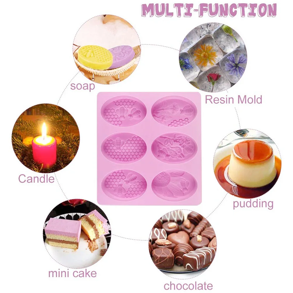 6 Hole Oval Bee Environment-Friendly Silica Gel Mold Manual Soap Mold Cake Mold Non-stick Easy to Remove DIY Baking Tool
6 Hole Oval Bee Environment-Friendly Silica Gel Mold Manual Soap Mold Cake Mold Non-stick Easy to Remove DIY Baking Tool