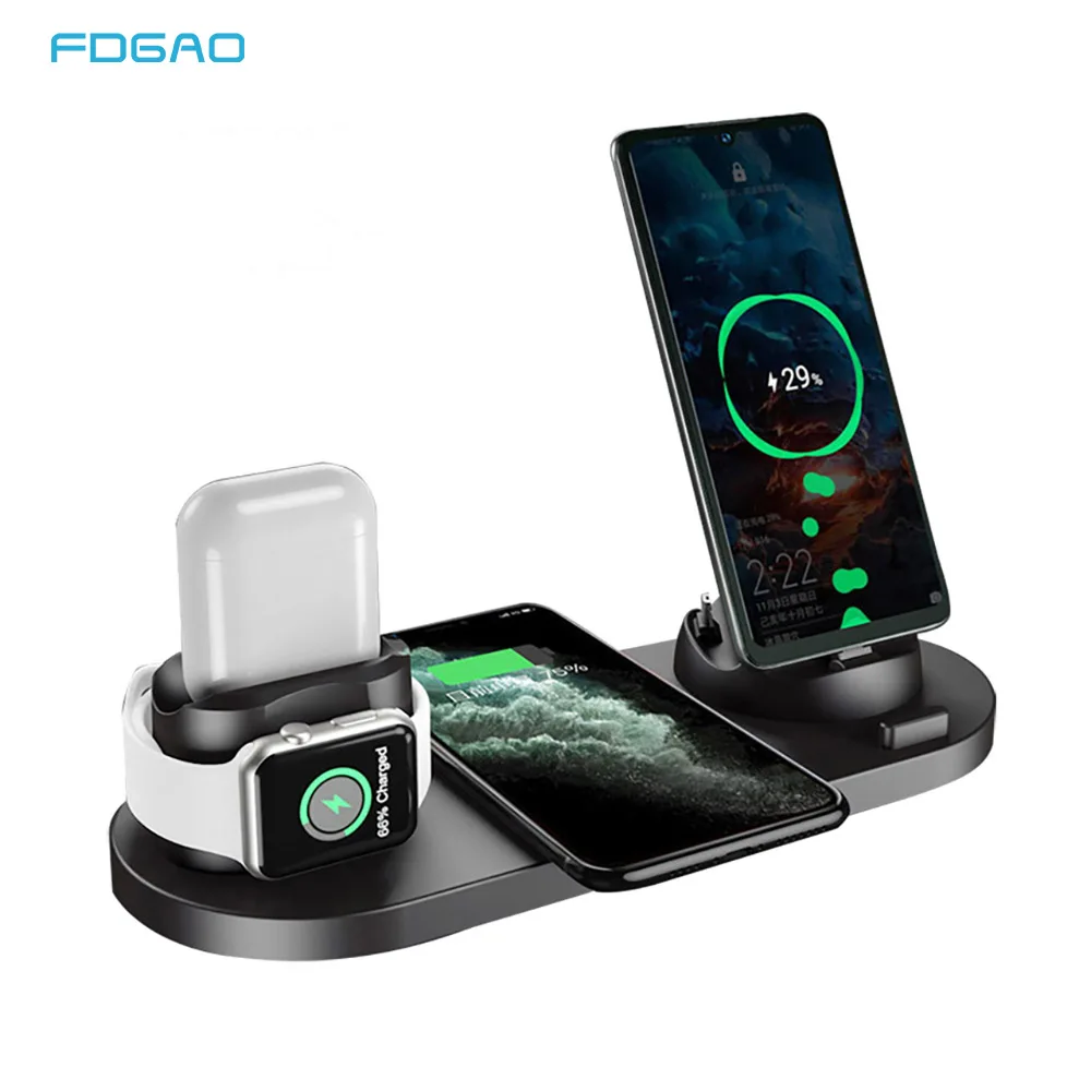 Беспроводная Зарядная Станция 6 в 1 для Apple Watch, iPhone Airpods Pro, 10 Вт, Qi, быстрая зарядка, подставка для Samsung, Huawei, зарядное устройство для телефона
Беспроводная Зарядная Станция 6 в 1 для Apple Watch, iPhone Airpods Pro, 10 Вт, Qi, быстрая зарядка, подставка для Samsung, Huawei, зарядное устройство для телефона