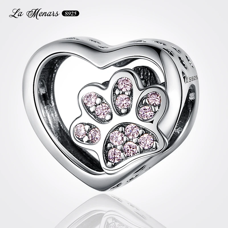 La Menars Cat Paw Print Heart Bead Genuine Silver Plating Fit Original Brand Charm Bracelet For Women Jewelry DIY Making
La Menars Cat Paw Print Heart Bead Genuine Silver Plating Fit Original Brand Charm Bracelet For Women Jewelry DIY Making