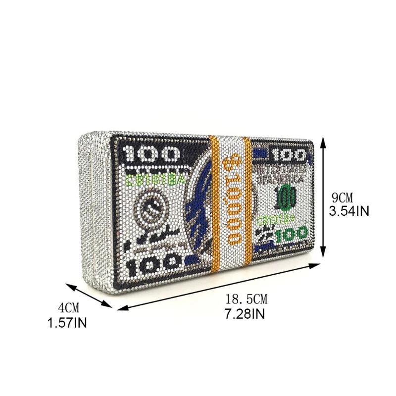Stack of Cash Rich Dollars Clutch Purses for Women Evening Bags Party Cocktail Rhinestone Handbags Wedding Dinner Bag
Stack of Cash Rich Dollars Clutch Purses for Women Evening Bags Party Cocktail Rhinestone Handbags Wedding Dinner Bag