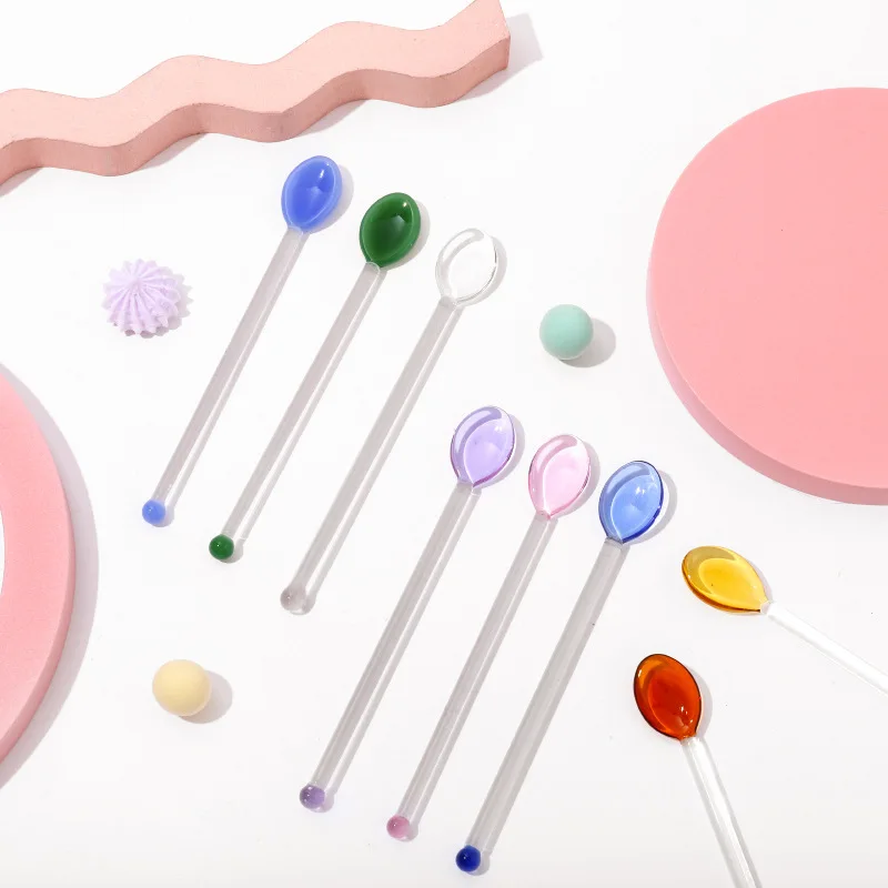 Creative Colorful Glass Stirring Rod Coffee Spoon Long Handlejuice Adding Glass Spoon Heart Household Mixing Spoons Tableware
Creative Colorful Glass Stirring Rod Coffee Spoon Long Handlejuice Adding Glass Spoon Heart Household Mixing Spoons Tableware