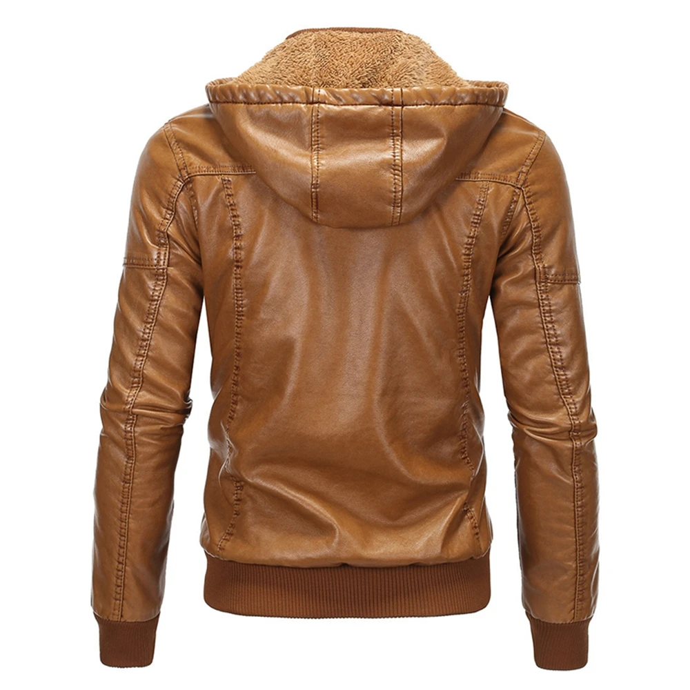2020 Autumn Winter New Men's Pure Color Fleece Warm Hooded Slim Men's Leather Coat Zipper Pocket High Quality Leather Jacket
2020 Autumn Winter New Men's Pure Color Fleece Warm Hooded Slim Men's Leather Coat Zipper Pocket High Quality Leather Jacket