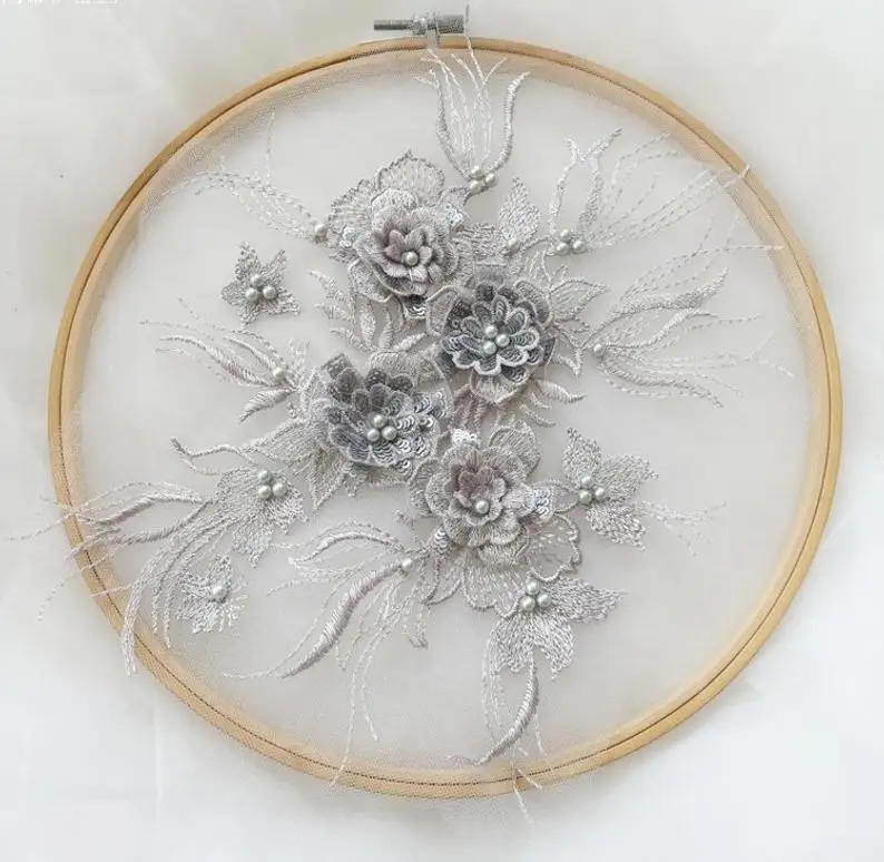 3D Lace Applique Sewing Lace Fabrics 26.5*21.5cm Beaded Embroidery Flower Large Lace Applique For Wedding Dress, Bridal Gown
3D Lace Applique Sewing Lace Fabrics 26.5*21.5cm Beaded Embroidery Flower Large Lace Applique For Wedding Dress, Bridal Gown