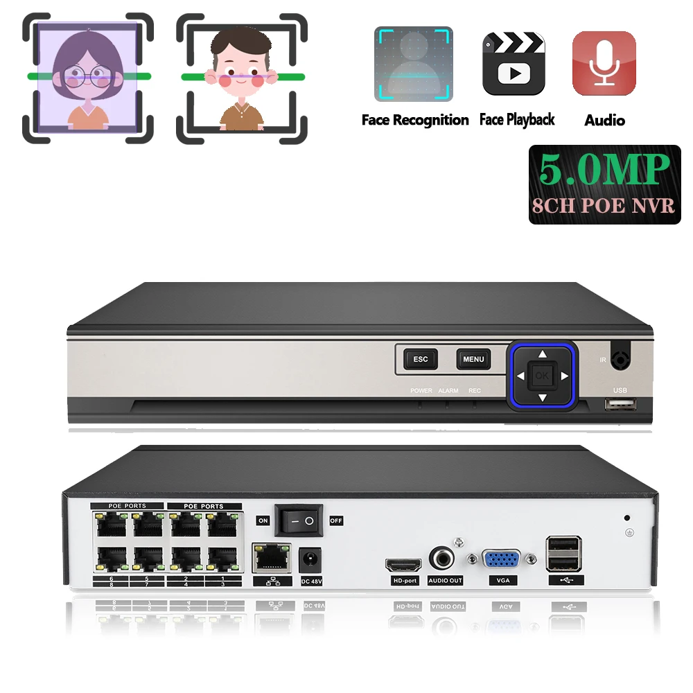 Система охранного видеонаблюдения POE NVR 8CH 5.0MP комплект poe 48В 5mp система