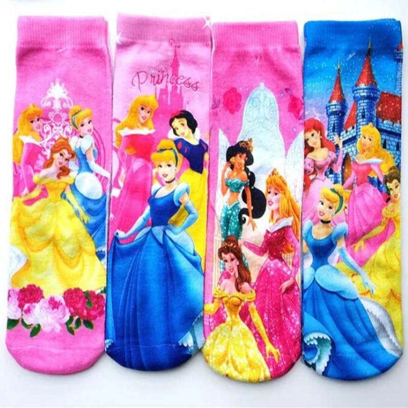 

12Pairs New Hot Cartoon Kids Mid-Length Socks Frozen Elsa Anna Sofia Princess Cars Mickey Children Favorite Socks Party Favors