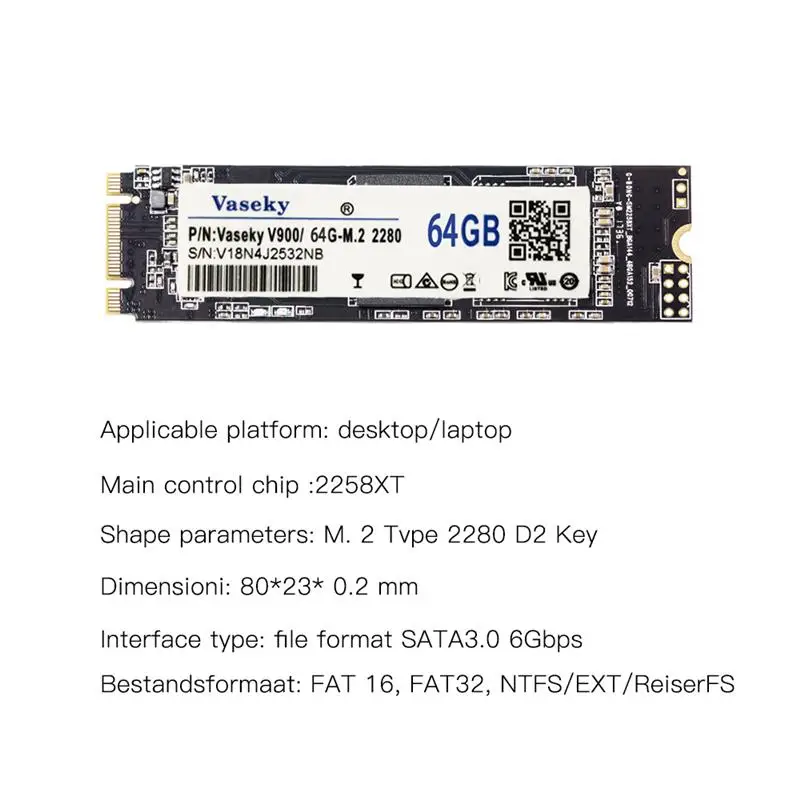 Vaseky M.2 2280 NGFF SATA SSD 60gb 128gb 256gb 1.8inch Internal Solid State Drive for Desktop Notebook PC
Vaseky M.2 2280 NGFF SATA SSD 60gb 128gb 256gb 1.8inch Internal Solid State Drive for Desktop Notebook PC