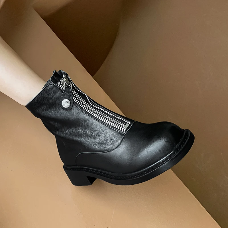 Vintage Genuine Leather Winter Boots Platform Zipper Fashion Chunky Heels Pumps 2020 Office Lady Basic Shoes Woman
Vintage Genuine Leather Winter Boots Platform Zipper Fashion Chunky Heels Pumps 2020 Office Lady Basic Shoes Woman