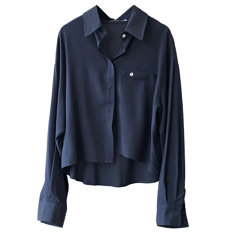 Autumn Shirt Simple Blouse Tencel Casual Office Lapel Loose Irregular Hem Top Long-Sleeve Blue White Shirts Women's Retro blusas
Autumn Shirt Simple Blouse Tencel Casual Office Lapel Loose Irregular Hem Top Long-Sleeve Blue White Shirts Women's Retro blusas