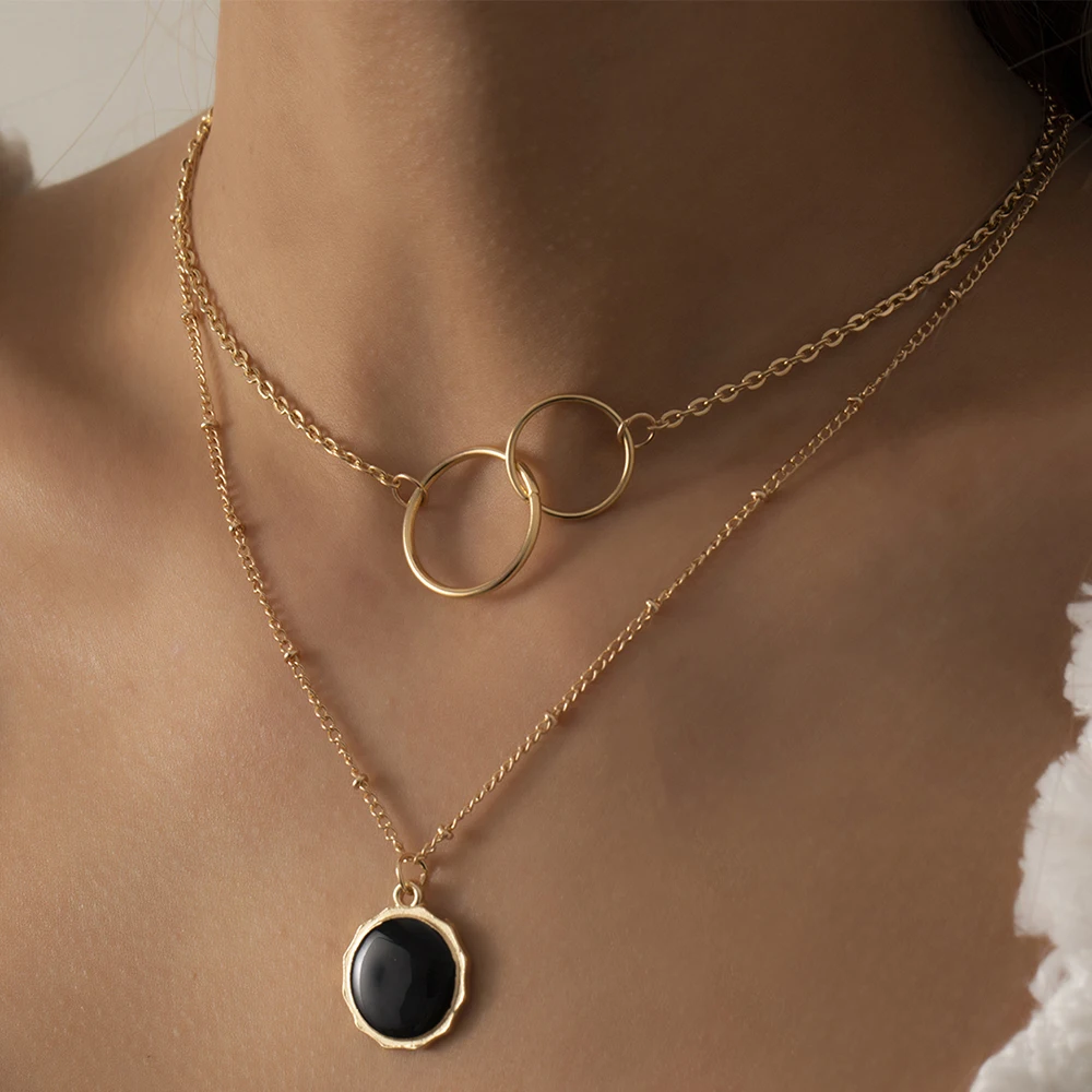 Lacteo Bohemian Black Shiny Rhinestone Carved Coin Pendant Necklace For Women Steampunk Double Layer Chain Choker Necklace
Lacteo Bohemian Black Shiny Rhinestone Carved Coin Pendant Necklace For Women Steampunk Double Layer Chain Choker Necklace