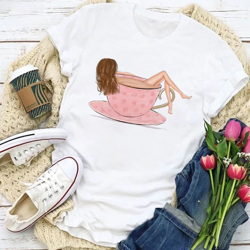 Kawaii Tee-shirt Cartoon Print T-shirt Women Tee Tees Harajuku Aesthetic Top Lady O-neck Anime New Female Coffee Cup Pattern
Kawaii Tee-shirt Cartoon Print T-shirt Women Tee Tees Harajuku Aesthetic Top Lady O-neck Anime New Female Coffee Cup Pattern
