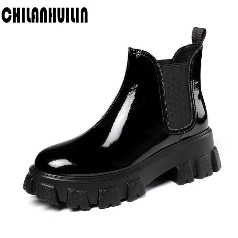 Женские ботинки челси на платформе, короткие мотоциклетные ботинки на толстой подошве, без застежки, черные, белые, осень
Женские ботинки челси на платформе, короткие мотоциклетные ботинки на толстой подошве, без застежки, черные, белые, осень