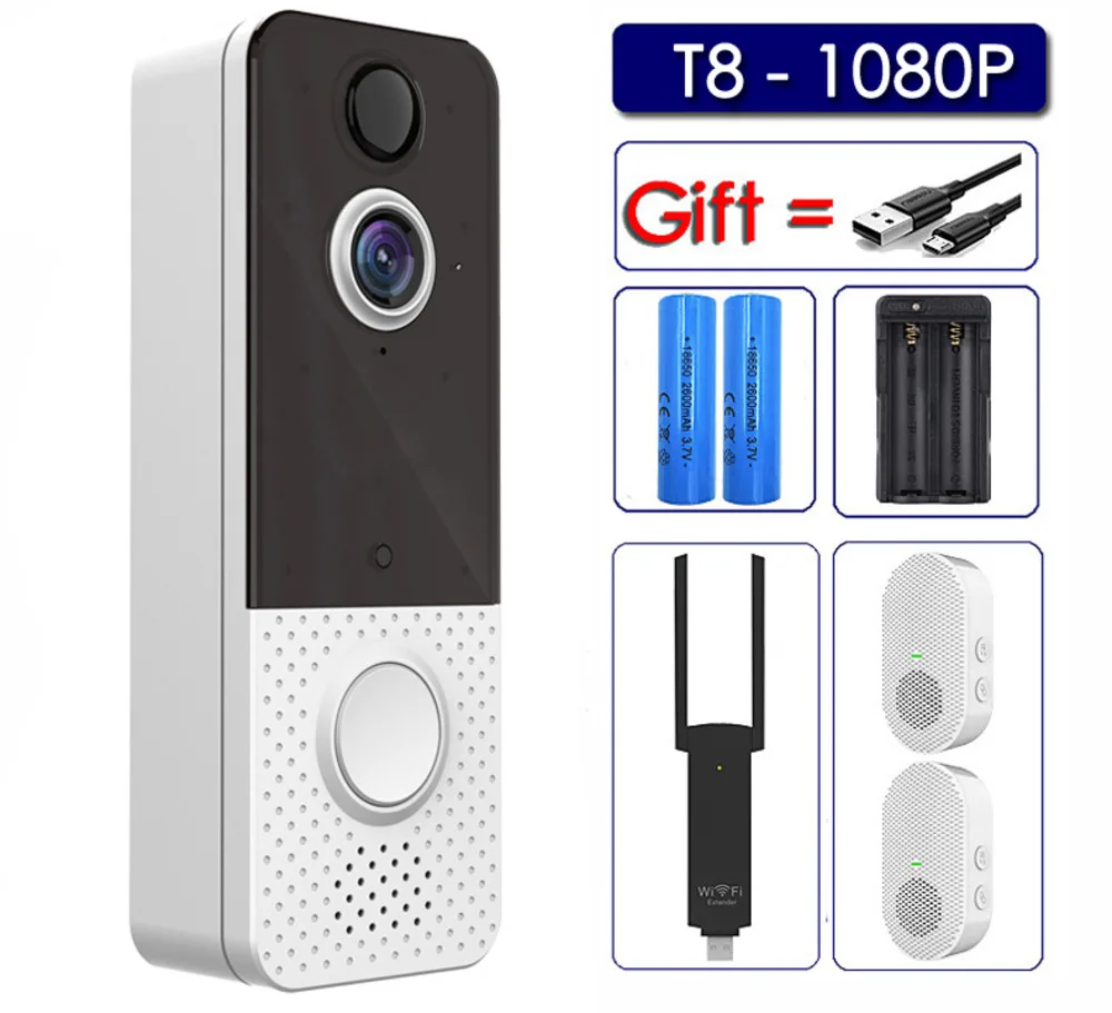 Умный дверной звонок, IP67, Водонепроницаемая беспроводная камера, Wi-Fi, 1080p, визуальный Интерком, ночное видение, IP, PIR подлинный
Умный дверной звонок, IP67, Водонепроницаемая беспроводная камера, Wi-Fi, 1080p, визуальный Интерком, ночное видение, IP, PIR подлинный