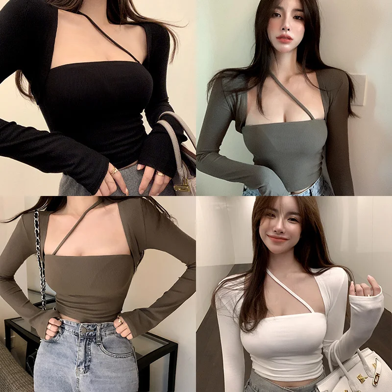 Hot Girl Fake Two-piece T-shirts Women's Autumn and Winter 2021 New Design Sense Slim Bottoming Shirt Long Sleeve Short Top Tide
Hot Girl Fake Two-piece T-shirts Women's Autumn and Winter 2021 New Design Sense Slim Bottoming Shirt Long Sleeve Short Top Tide