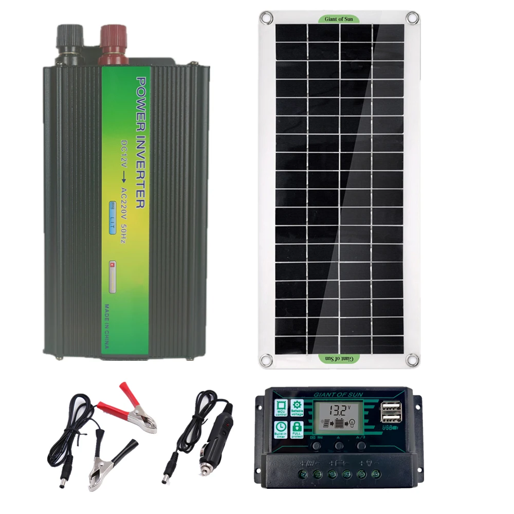 50W Solar Panel Battery Charger 220V Solar Power System Dual USB 1500W Inverter USB Kit 10A Controller for Home Grid Camping
50W Solar Panel Battery Charger 220V Solar Power System Dual USB 1500W Inverter USB Kit 10A Controller for Home Grid Camping