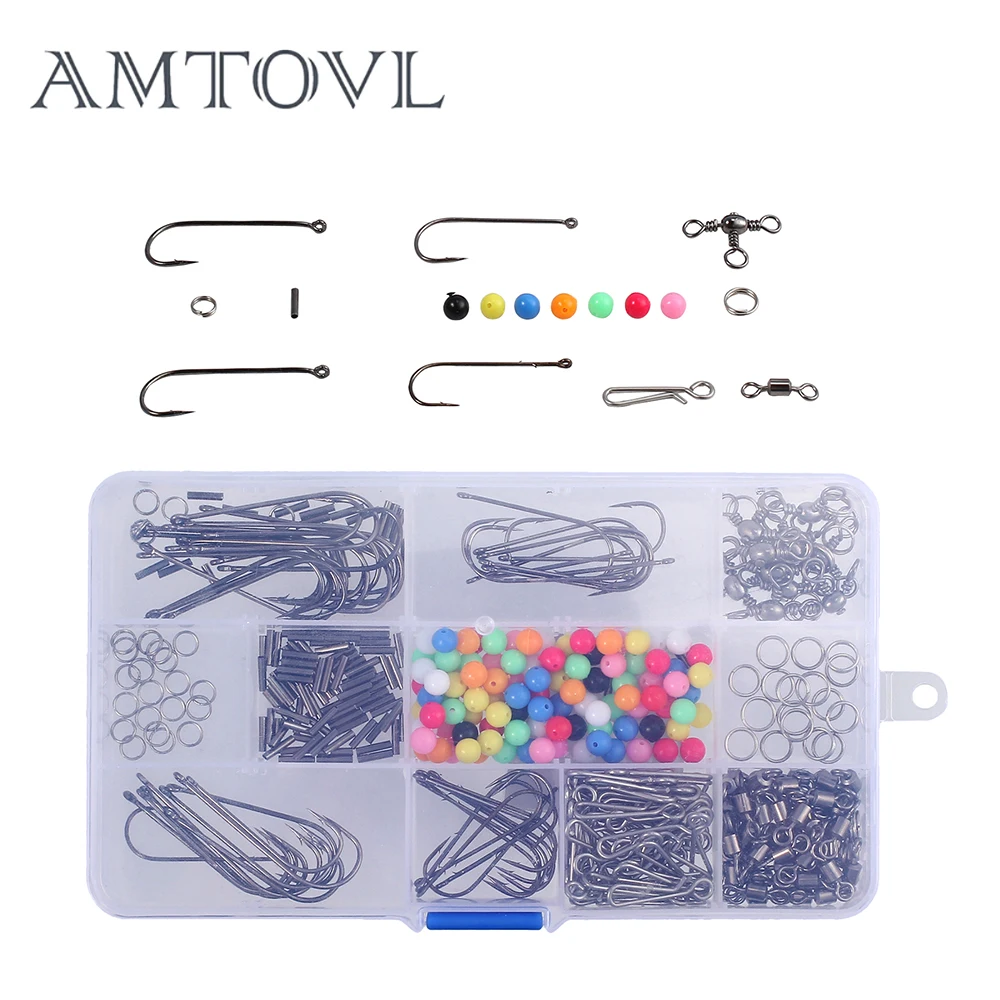 AMTOVL Fishing Hooks Set Fish hook Sea Fishing Tackle Rig Set Rigs And Beads/Swivels/Crimps/Hooks Tackle Accessories with Box 
AMTOVL Fishing Hooks Set Fish hook Sea Fishing Tackle Rig Set Rigs And Beads/Swivels/Crimps/Hooks Tackle Accessories with Box