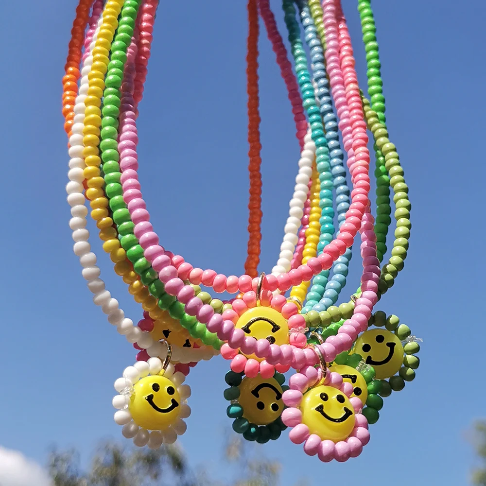 ZX Trendy Handmade Colorful Beaded Chain Choker Necklace Cute Similey Face Pendant Necklace Wholesale Jewelry Women Accessories
ZX Trendy Handmade Colorful Beaded Chain Choker Necklace Cute Similey Face Pendant Necklace Wholesale Jewelry Women Accessories