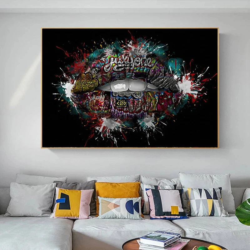 Colorful Graffiti Lips Art Canvas Painting Abstract Lips Posters and Prints Street Wall Art Picture for Living Room Home Decor
Colorful Graffiti Lips Art Canvas Painting Abstract Lips Posters and Prints Street Wall Art Picture for Living Room Home Decor