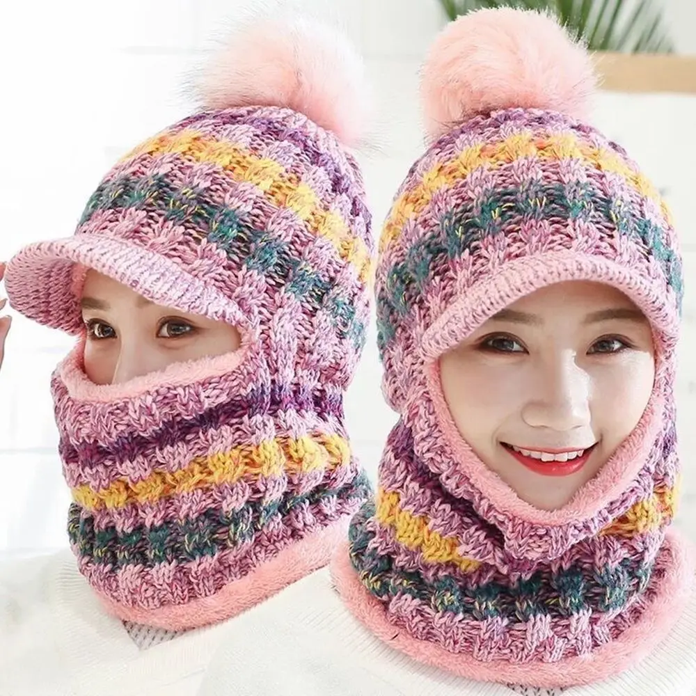 Women Winter Ear Protection Balaclava Windproof Cap Scarf Warm Knitted Hat Pom Poms Hat Beanies Hats Scarf Caps
Women Winter Ear Protection Balaclava Windproof Cap Scarf Warm Knitted Hat Pom Poms Hat Beanies Hats Scarf Caps