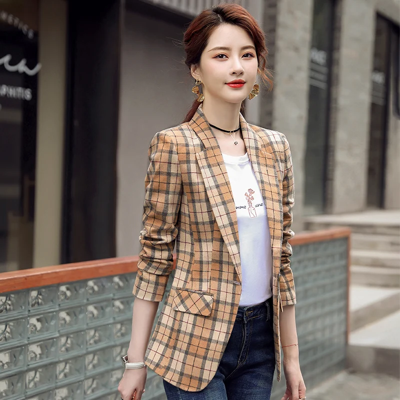 Women blazers Slim autumn winter jacket Long sleeve plaid Blazer & Suits Women 1808
Women blazers Slim autumn winter jacket Long sleeve plaid Blazer & Suits Women 1808