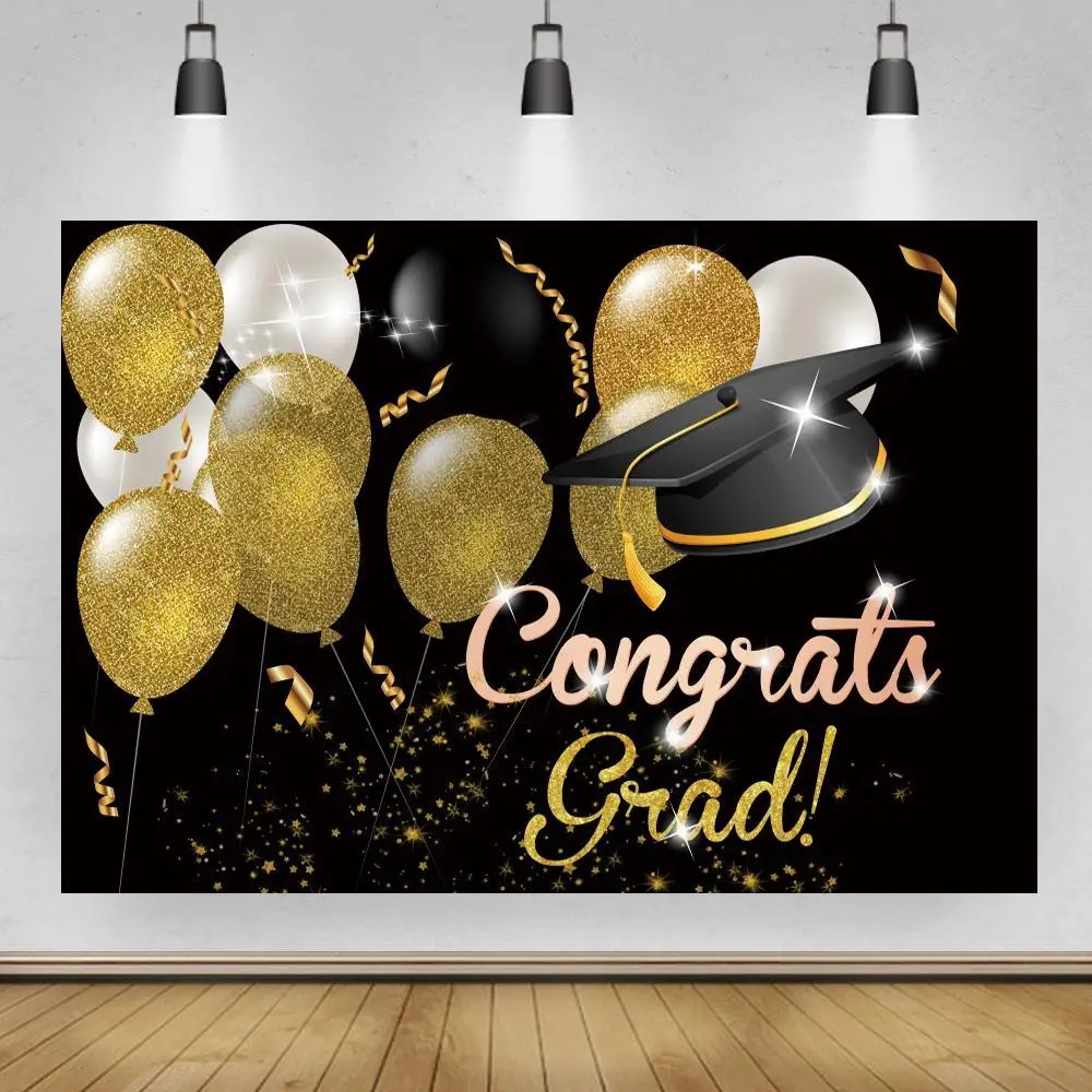 Congratulations 2021 Graduation Party Decor Poster Gold Balloon Ribbons Black Photography Backdrop Vinyl Background
Congratulations 2021 Graduation Party Decor Poster Gold Balloon Ribbons Black Photography Backdrop Vinyl Background