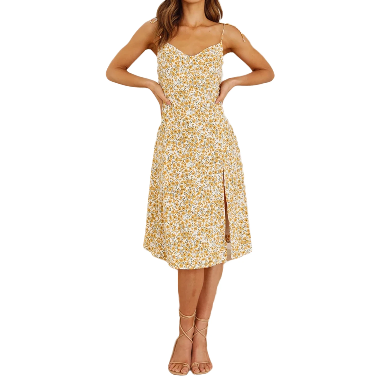 Women's Floral Dress, Flower Printing Spaghetti Straps V-collar Clothing for Female
Women's Floral Dress, Flower Printing Spaghetti Straps V-collar Clothing for Female