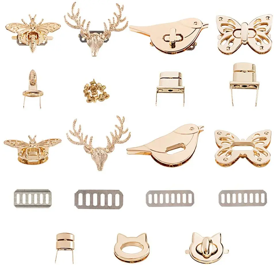 6 PCS Alloy Bag Lock Animal Twist Lock Light Gold Tuck Lock Bag Clasp Accessories for Leather Bag DIY
6 PCS Alloy Bag Lock Animal Twist Lock Light Gold Tuck Lock Bag Clasp Accessories for Leather Bag DIY