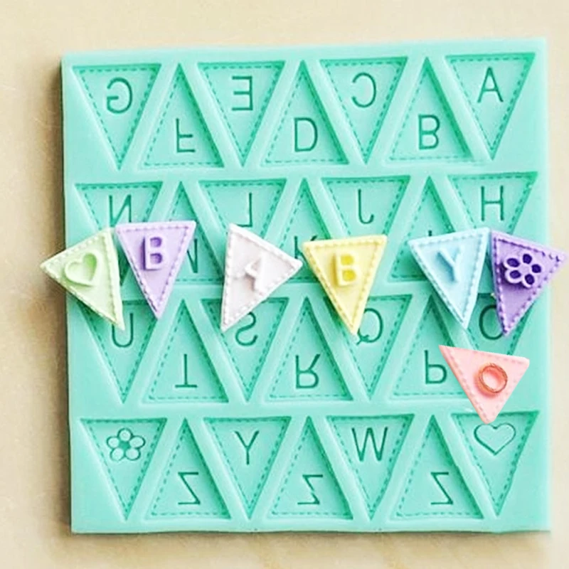 

NEW Letters Mold Triangle Alphabet Silicone Baking Mould Cupcake Decorating Tool Fondant Candy Chocolate Gumpaste Nonstick cake