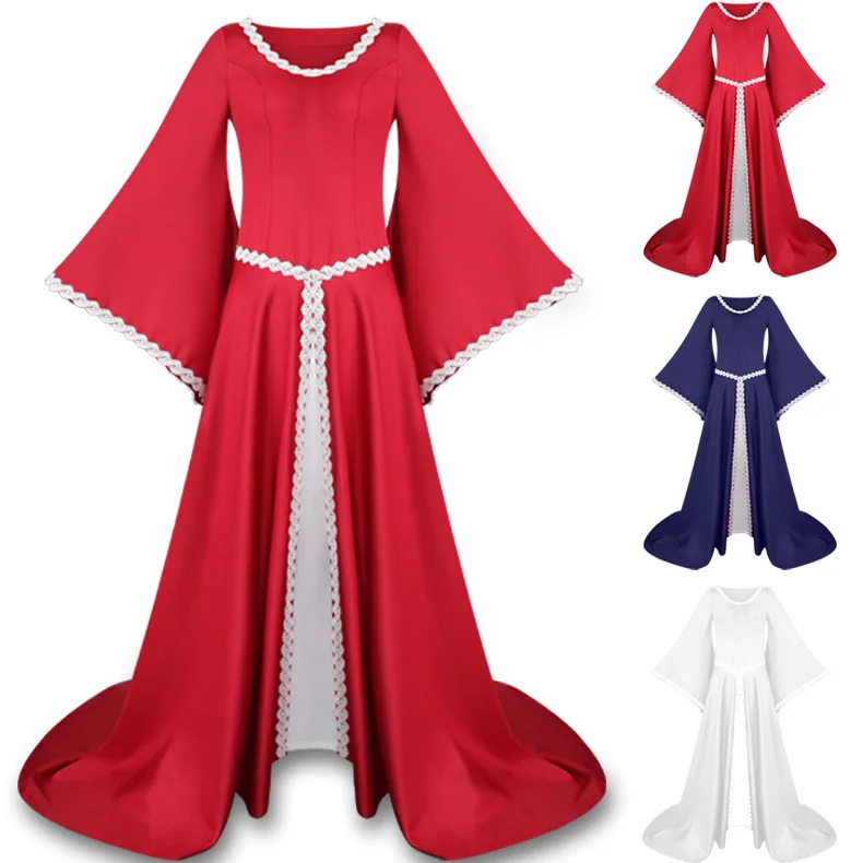Women Vintage Dress Retro Ball Gown Pagoda Sleeve Medieval Cosplay Costume Dress One Piece Dress Renaissance Long Sleeve Dresses 
Women Vintage Dress Retro Ball Gown Pagoda Sleeve Medieval Cosplay Costume Dress One Piece Dress Renaissance Long Sleeve Dresses