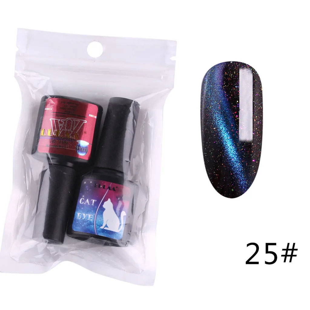 fashion Cat Eye Gel Nail Polish+Black Polish UV LED nail art decorations glitter Semi Permanent Set Shiny professional | Красота и