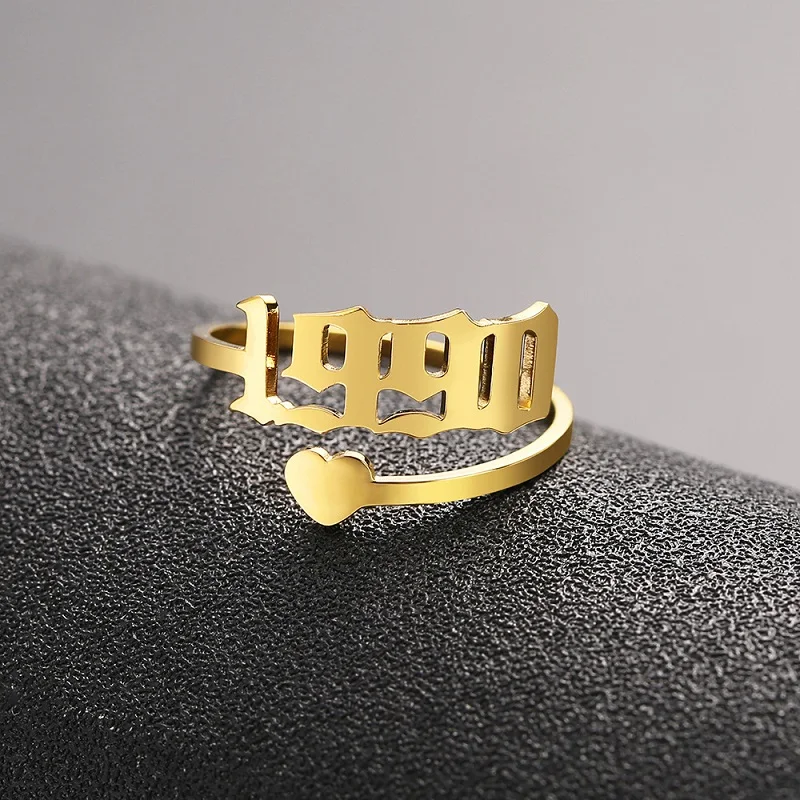 Adjustable Year Rings Special Birth Year Number Ring Stainless Steel Ring Heart Double Old English Font Ring Women Jewelry Gifts
Adjustable Year Rings Special Birth Year Number Ring Stainless Steel Ring Heart Double Old English Font Ring Women Jewelry Gifts