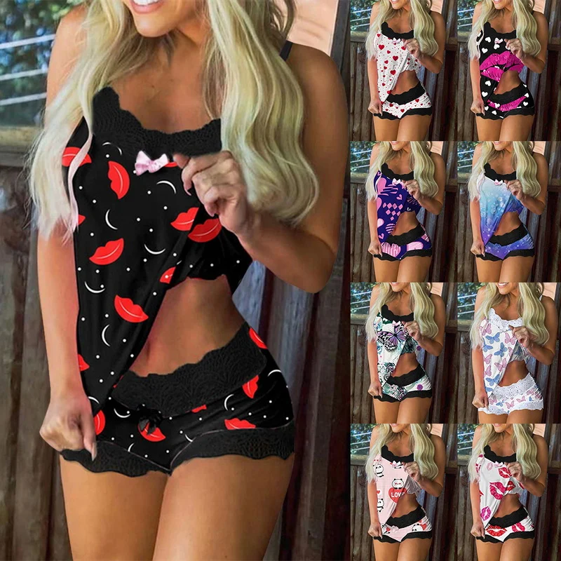 Spaghetti Strap Lace Pajama Set Sleeveless Trim Bowknot Pyjamas Sleep Short Set Lace Pijama Suit Sleepwear Women Sexy Nighties
Spaghetti Strap Lace Pajama Set Sleeveless Trim Bowknot Pyjamas Sleep Short Set Lace Pijama Suit Sleepwear Women Sexy Nighties