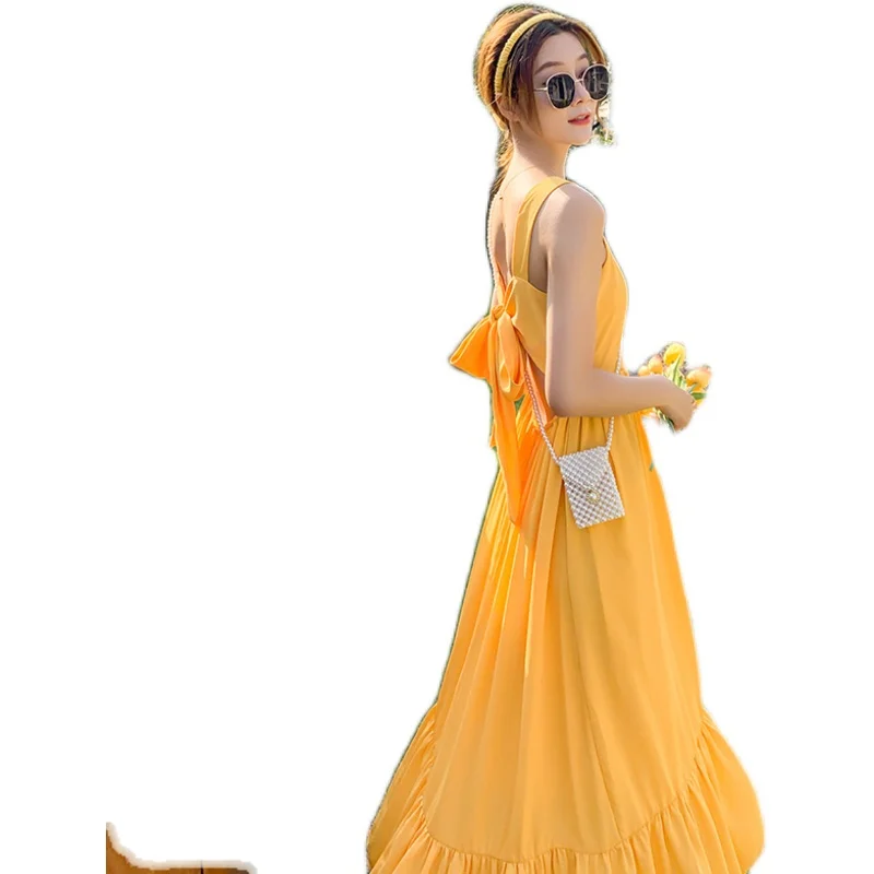 Summer 2021 Runway Elegant Maxi Backless Korean Fairy Honeymoon Vacation Party Night Dress Women Long Yellow Slip Dress Sundress
Summer 2021 Runway Elegant Maxi Backless Korean Fairy Honeymoon Vacation Party Night Dress Women Long Yellow Slip Dress Sundress