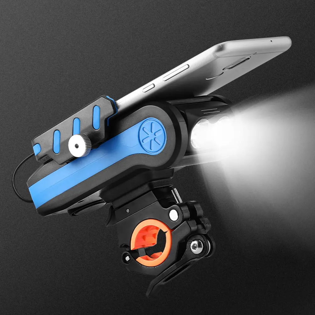 4 in 1 Bicycle Front Light with Power Bank Phone Holder Horn 130db Waterproof USB Rechargeable Bike Light
4 in 1 Bicycle Front Light with Power Bank Phone Holder Horn 130db Waterproof USB Rechargeable Bike Light