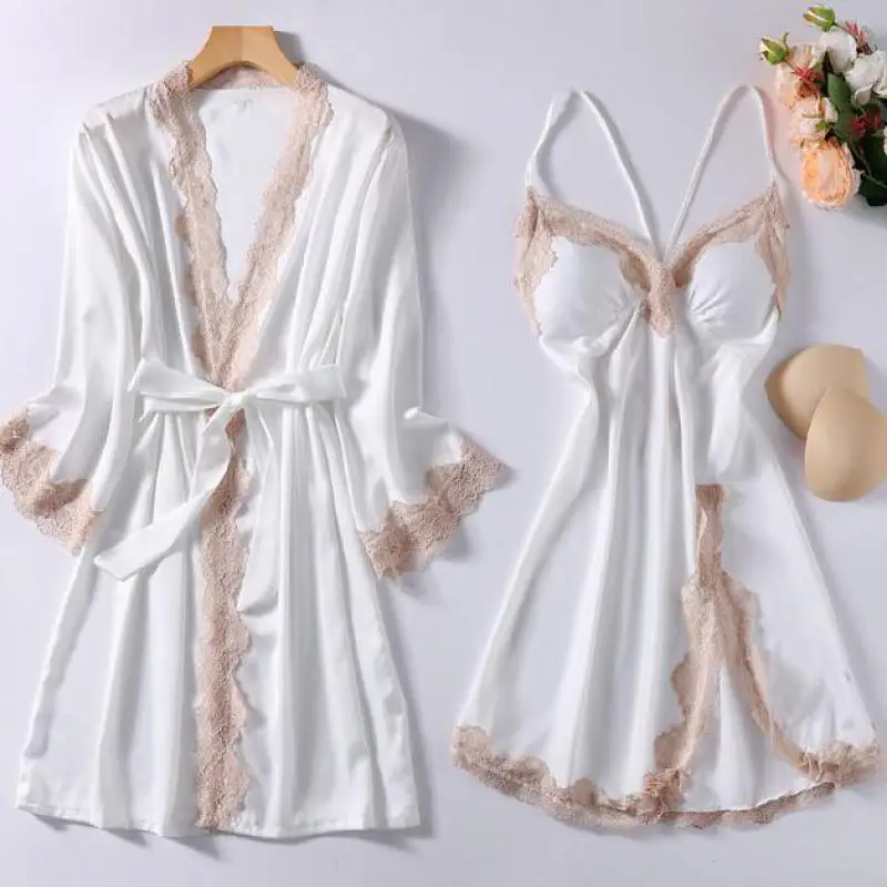 Twinset Robe Set Women Lace Kimono Bath Gown Bride Bridemaid Wedding Bathrobe&Spaghetti Strap Nightgown Sexy V-Neck Sleepwear
Twinset Robe Set Women Lace Kimono Bath Gown Bride Bridemaid Wedding Bathrobe&Spaghetti Strap Nightgown Sexy V-Neck Sleepwear