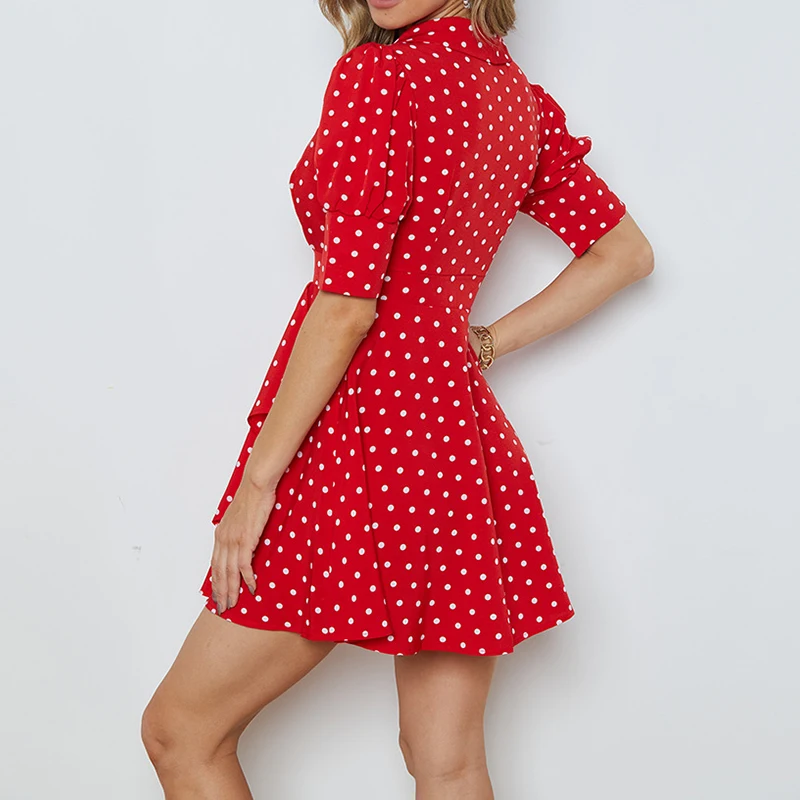 Bohemian Style Women Dot Printing Mini Dress Summer V Neck Patchwork High Waist Dress Female Slim Fit Puff Sleeve Holiday Dress
Bohemian Style Women Dot Printing Mini Dress Summer V Neck Patchwork High Waist Dress Female Slim Fit Puff Sleeve Holiday Dress