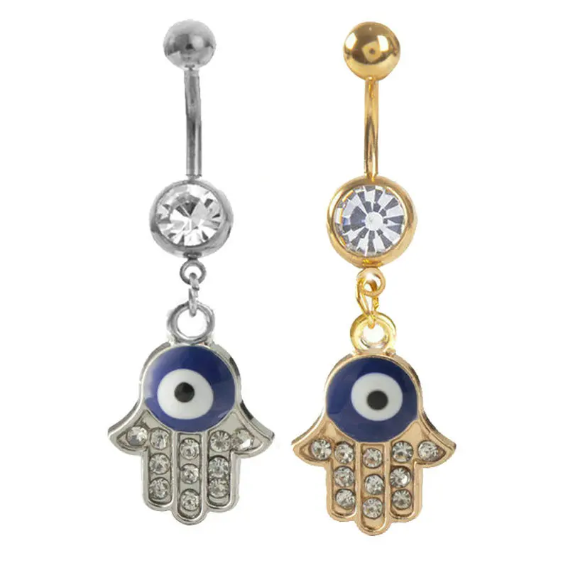 12pcs/lot Sexy Hamsa Shaped Belly Ring Crystal Evil's Eye Navel Ring Stainless Steel Piercing Jewelry for Gift Mix Styles
12pcs/lot Sexy Hamsa Shaped Belly Ring Crystal Evil's Eye Navel Ring Stainless Steel Piercing Jewelry for Gift Mix Styles