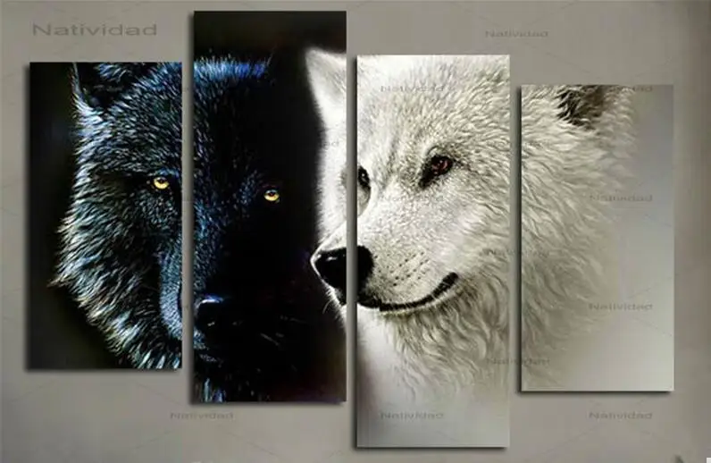4 Pcs Canvas Painting Modern Big Wall Art Picture Black and White Two Wolf Animals Posters and Prints Wall Art for Living Room
4 Pcs Canvas Painting Modern Big Wall Art Picture Black and White Two Wolf Animals Posters and Prints Wall Art for Living Room