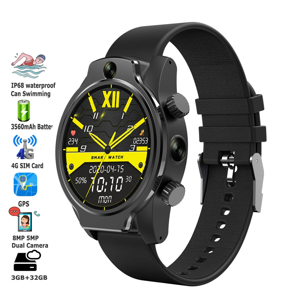 4G Smartwatch IP68 Waterproof Swimming Men Women Android Dual 800W Camera Heart Rate Monitor Sport Fitness Tracker Smart Watches
4G Smartwatch IP68 Waterproof Swimming Men Women Android Dual 800W Camera Heart Rate Monitor Sport Fitness Tracker Smart Watches