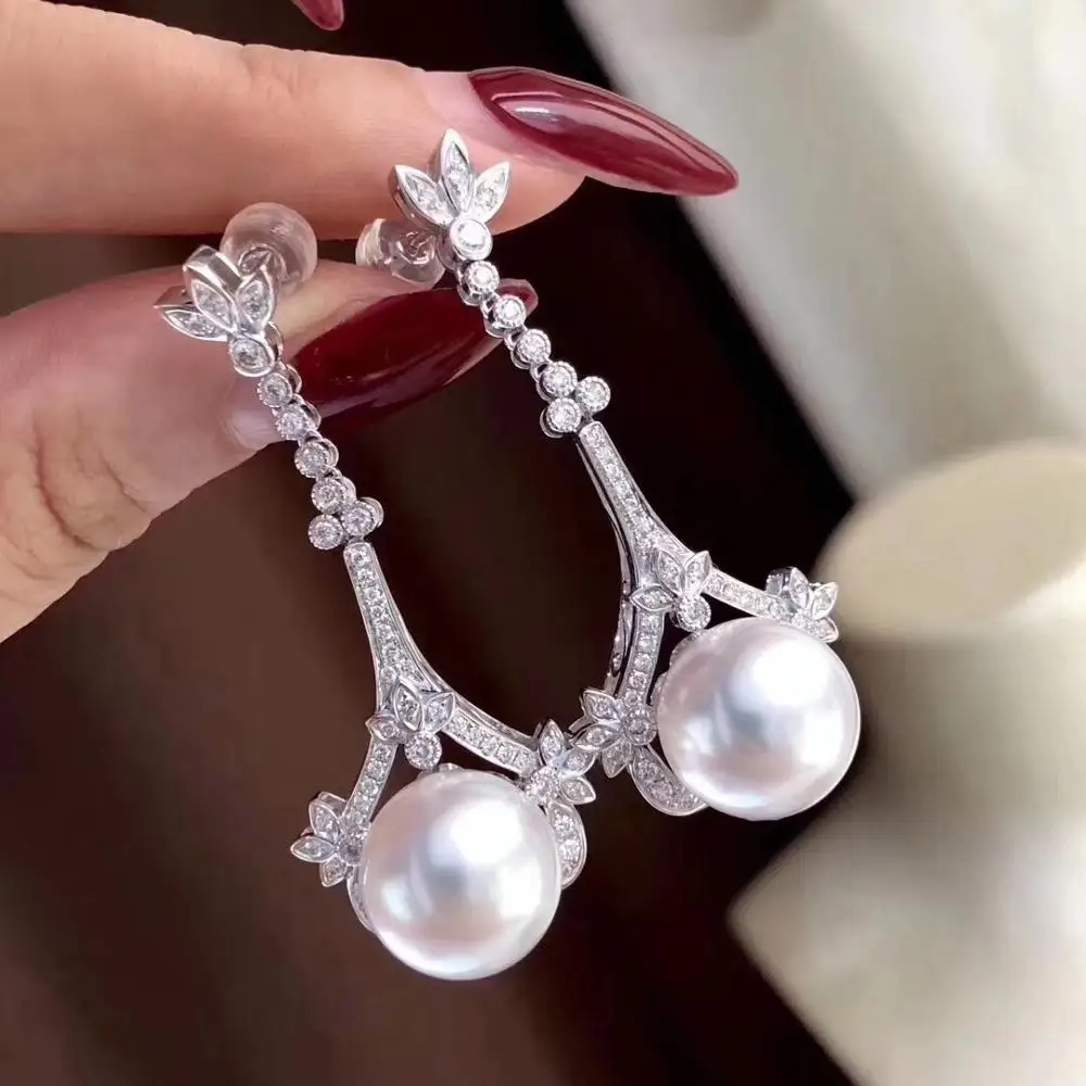 D406 Pearl Earrings Fine Jewelry 925 Sterling Silver Natural 9-10mm Round Fresh Water White Pearls Dangle Earrings for Women
D406 Pearl Earrings Fine Jewelry 925 Sterling Silver Natural 9-10mm Round Fresh Water White Pearls Dangle Earrings for Women