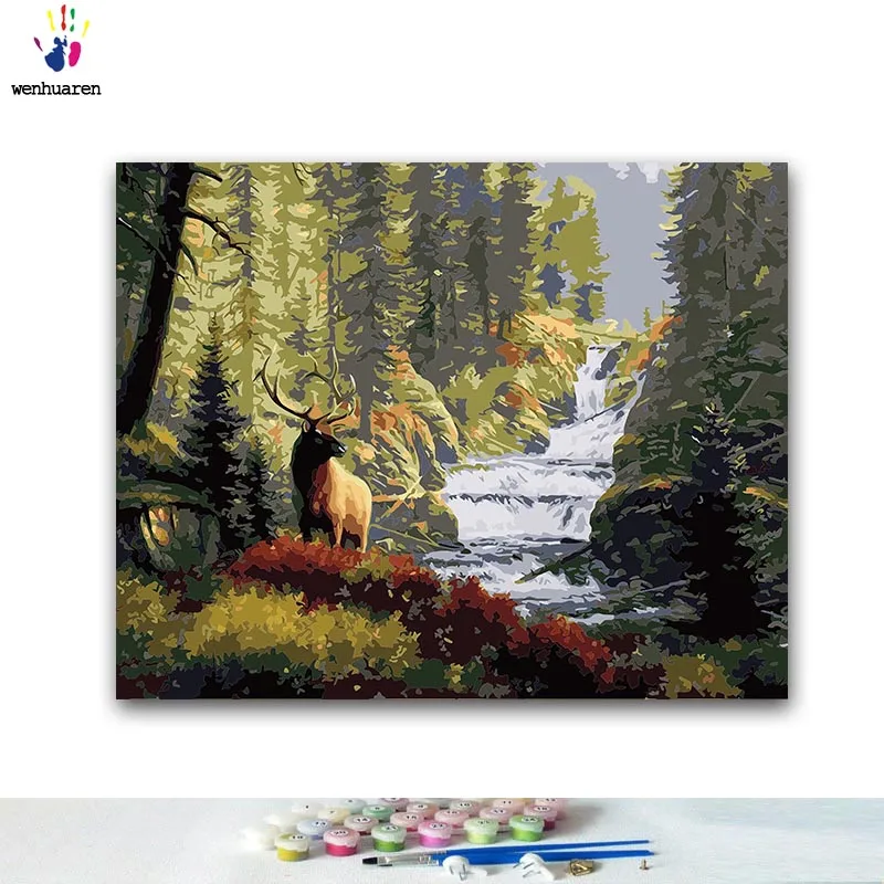 DIY Coloring Paint by Numbers Forest Beauty Paintings Landscape Canvas One Piece 50x40 60x50 75x60 90x70 100x80 Classical | Дом и сад