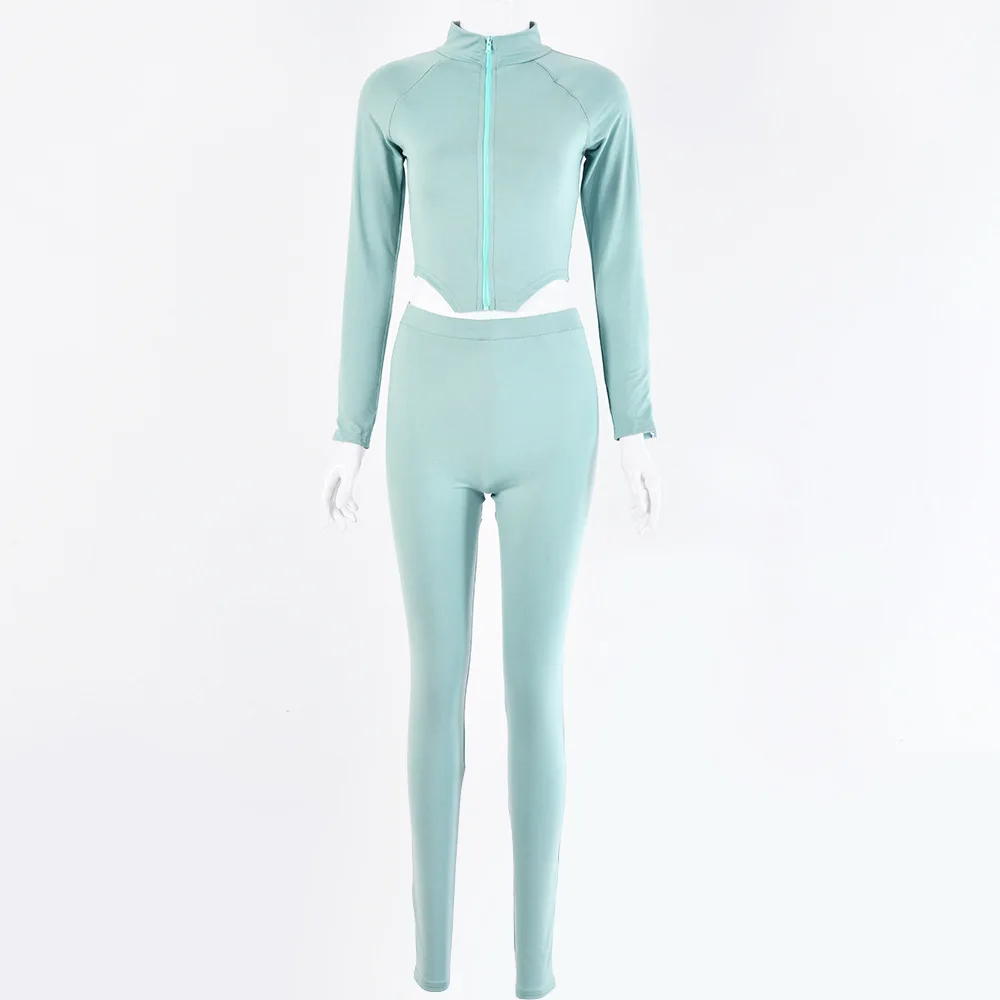 2021 Newest Women Solid Two Piece Sets Long Sleeves Crop Zipper Tops + High Waist Skinny Pencil Nightclub Outfits Real Image
2021 Newest Women Solid Two Piece Sets Long Sleeves Crop Zipper Tops + High Waist Skinny Pencil Nightclub Outfits Real Image