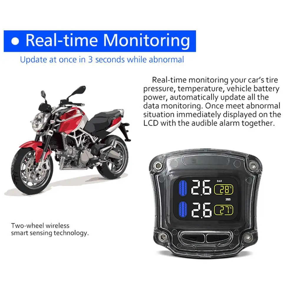 CAREUD M3-B Wireless Motorcycle TPMS Tire Pressure Monitoring System TPMS Motorcycle Tire Pressure Sensor Fast Charging
CAREUD M3-B Wireless Motorcycle TPMS Tire Pressure Monitoring System TPMS Motorcycle Tire Pressure Sensor Fast Charging