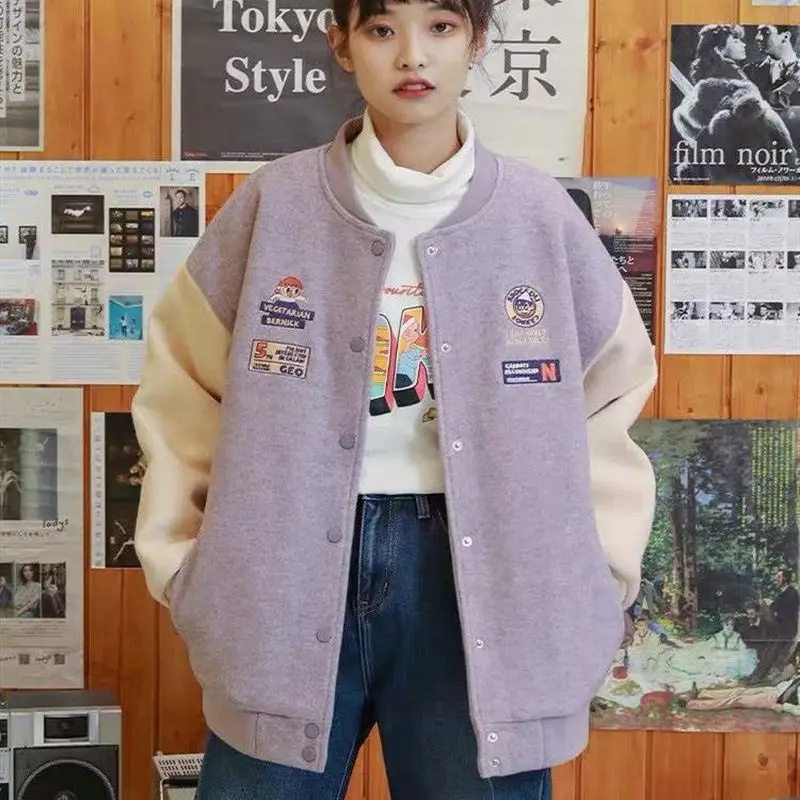 Baseball Uniform Cotton Jacket Female Woolen Jacket Women Student Korean Loose Plus Velvet Thick Sports Jacket
Baseball Uniform Cotton Jacket Female Woolen Jacket Women Student Korean Loose Plus Velvet Thick Sports Jacket