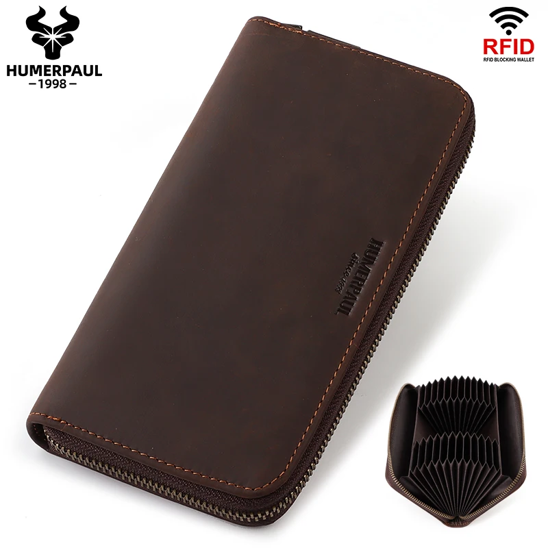 HUMEPAUL 100% кредитница из натуральной кожи с функцией блокировки RFID бумажник на