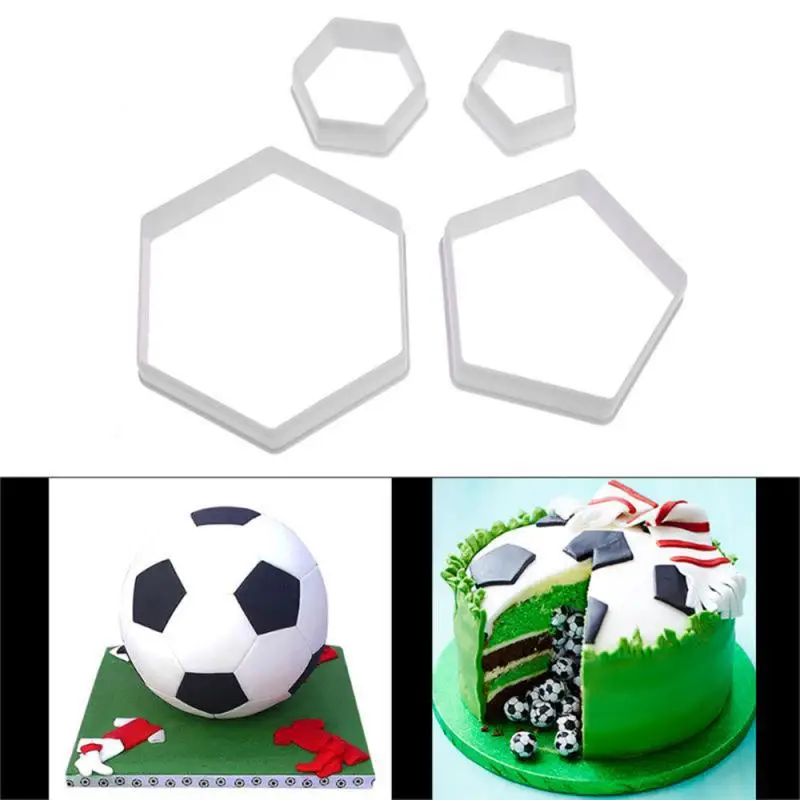 

4PCS Hexagon Football Cookie Cutter Plastic Sugar Fondant Cake Biscuit Decoration Baking DIY Mold Kitchen Cutters Accessories