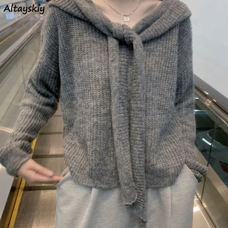 Pullovers Women Sweater Design Hooded Newly Gray Daily All-match Ins Spring Vintage 2021 Solid Knitting Straight College Clothes
Pullovers Women Sweater Design Hooded Newly Gray Daily All-match Ins Spring Vintage 2021 Solid Knitting Straight College Clothes