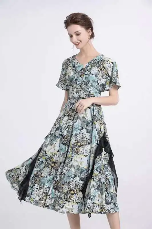 XXXL Dress Vestido 2020 Summer Plus Size Clothing Women V-Neck Elegant Flower Print Ruffle Lace Deco Short Sleeve Mid-Calf Dress
XXXL Dress Vestido 2020 Summer Plus Size Clothing Women V-Neck Elegant Flower Print Ruffle Lace Deco Short Sleeve Mid-Calf Dress